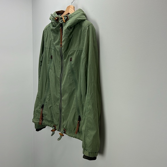 Naketano Brave New World Jacket Green Hooded Utility Parka Womens Size Large - Picture 6 of 14